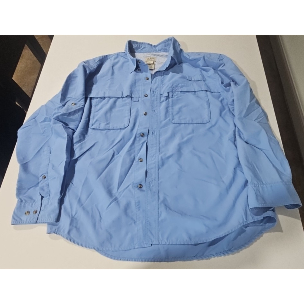 LL Bean Men’s Blue Large Reg Vented Fishing Long Sleeve Button Up Shirt